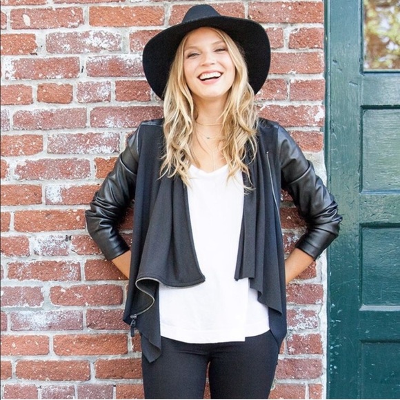 Blank NYC Jackets & Blazers - Blank NYC Faux Leather & Knit Waterfall Jacket XS